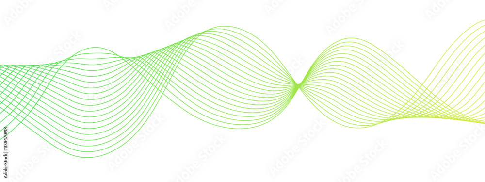 Aufkleber Abstract vector green wave melody lines, Colorful vector background. Modern stream wave background and wave curve lines. Digital frequency track equalizer. Stylized line art.