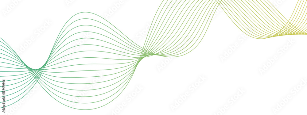 Aufkleber Abstract vector green wave melody lines, Colorful vector background. Modern stream wave background and wave curve lines. Digital frequency track equalizer. Stylized line art.