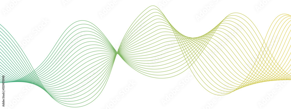 Aufkleber Abstract vector green wave melody lines, Colorful vector background. Modern stream wave background and wave curve lines. Digital frequency track equalizer. Stylized line art.