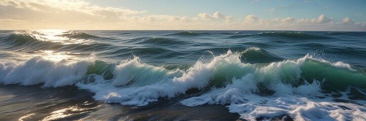 Obraz premium Seawater with bubbles and ocean waves in the background , background, bubbles