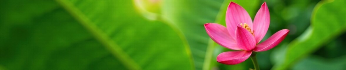 Fototapeta premium Pink banana blossom in full bloom against a lush green background, nature, garden