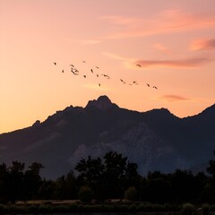 sunset in the mountains