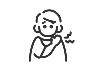 肩こりが酷い、男性のアイコン（線画）のイラスト