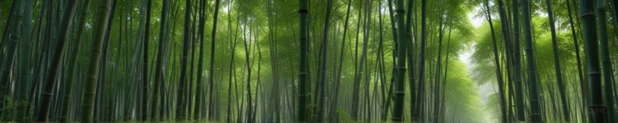 Fototapeta premium dense bamboo forest with straight growing shoots, tropical plants, vegetation