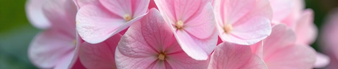 Obraz premium delicate pink petals unfolding from large white blooms, pink hydrangea, gentle,