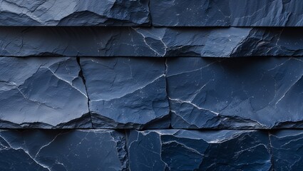 Abstract Cracked Blue Slate Rock Texture  , Natural Stone Background for Design  ,stone texture ,blue , image , illustration Dark blue slate rock texture background with rough, cracked layers of stone