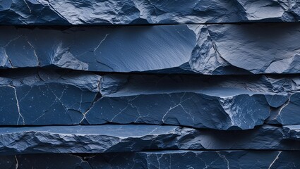 Abstract Cracked Blue Slate Rock Texture  , Natural Stone Background for Design  ,stone texture ,blue , image , illustration Dark blue slate rock texture background with rough, cracked layers of stone