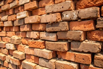Fototapeta premium A wall made of bricks with a lot of them stacked on top of each other