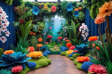 Fototapeta premium Lush 3D Botanical Garden Display for Stunning Event Backdrops