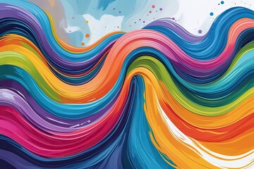 Vibrant Brushstroke Wave Paint Ribbon Swirl with Dynamic Colors and Fluid Art Designs