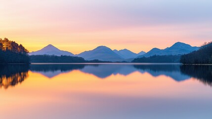Fototapeta premium Mindfulness in nature peaceful lake reflection mountains tranquil environment serene viewpoint acceptance concept
