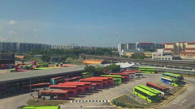 Daytime of Tampines Bus interchange. 4K resolution time-lapse of the Singapore city.