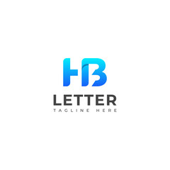 Creative HB, BH letter logo design template elements. Modern abstract digital alphabet letter logo