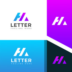 Creative HA, AH letter logo design template elements. Modern abstract digital alphabet letter logo