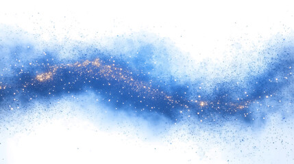 Blue smoke with glitter and small particles on PNG