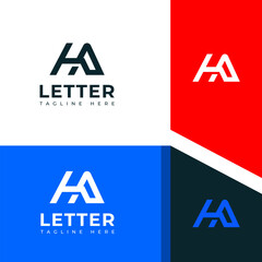 Creative HA, AH letter logo design template elements. Modern abstract digital alphabet letter logo