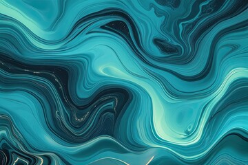 Fototapeta premium Vibrant Phosphorescent Color Abstract Design with Flowing Cerulean Marble Illumination