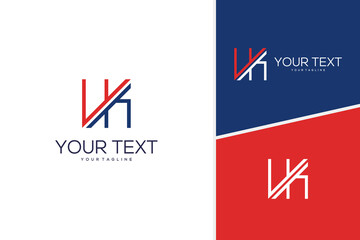 Abstract letter W K sport fitness logo design. Initial W K masculine badge logo design template