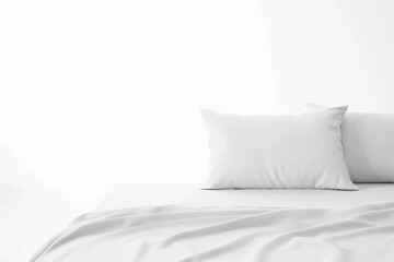 White Bed , Isolated white background, flat lay