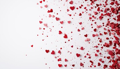 Red and Pink Hearts on White Background