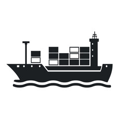 Obraz premium Container ship icon representing maritime transport and global trade on a simple white background