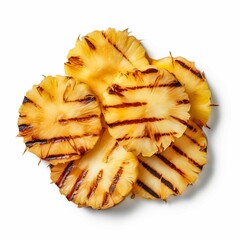 grilled pinapple slice , Isolated white background, flat lay 