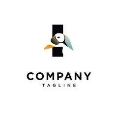Letter I Spectacled Eider Logo Icon Vector