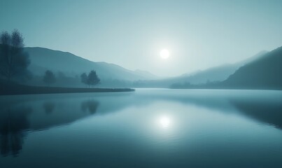 Fototapeta premium misty morning on the lake