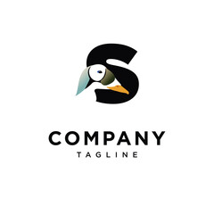 Letter S Spectacled Eider Logo Icon Vector