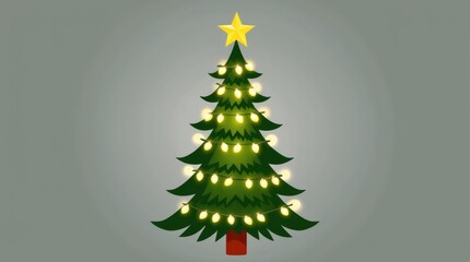 Obraz premium Christmas tree illustration with lights festive season digital art holiday spirit creative design warm ambiance