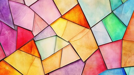 Fototapeta premium A detailed multicolored mosaic glass design with radiant hues and geometric patterns, perfect for an abstract, textured background.