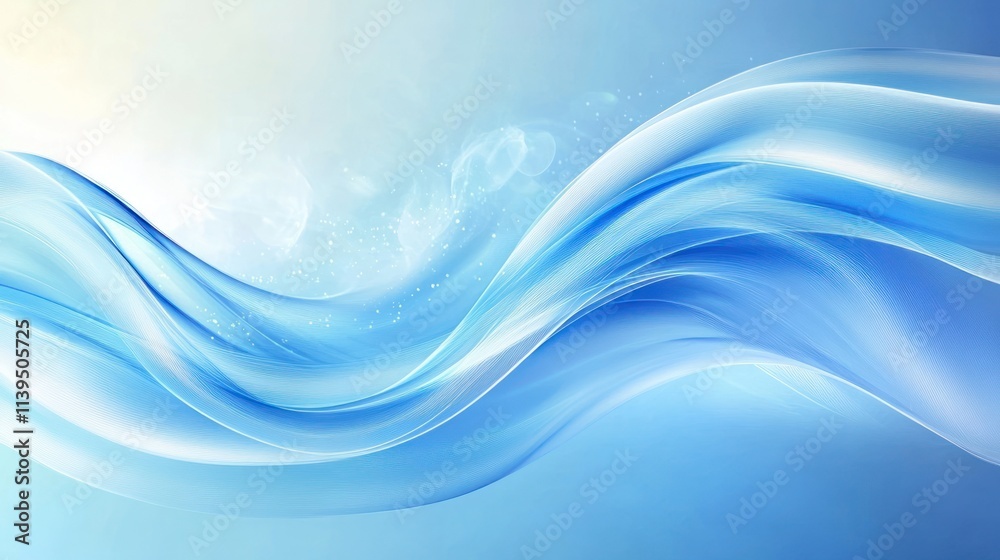 Poster A serene abstract design featuring flowing blue waves and soft gradients.