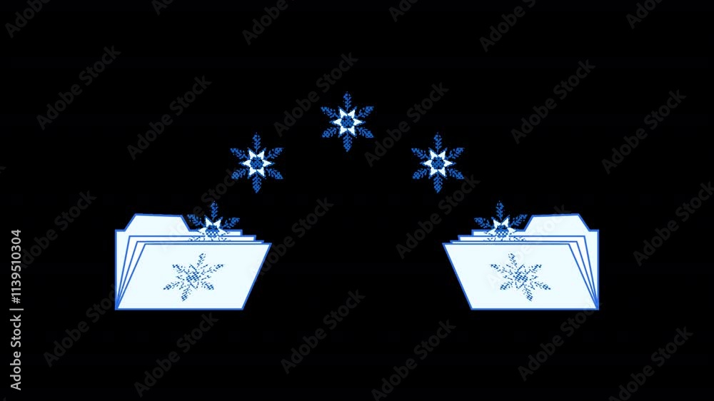 Poster animated data transfer or transfer data icon with ice effect. document folders exchanging data in y2