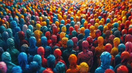 Obraz premium Colorful crowd of people viewed from above.