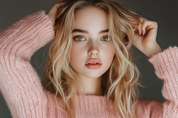Soft Expression Blonde Woman Portrait
