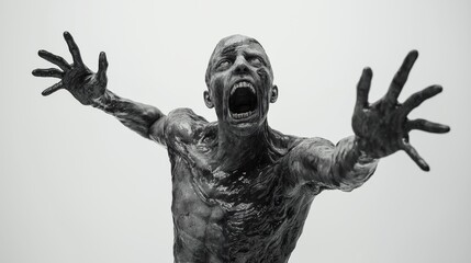 Fototapeta premium Screaming Tar Zombie Reaching Out