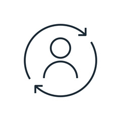Update personal data. Specify personal information. User account. Vector linear icon isolated on white background.