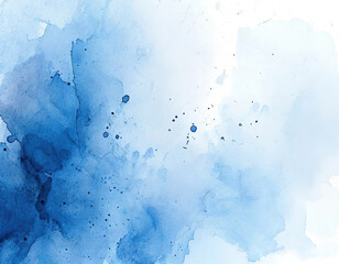 Obraz premium Watercolor paint on white background abstract spots and stains. color blue