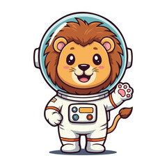 Cute Lion Standing Cartoon Vector Icon Illustration. Animal Nature Icon Concept Isolated Premium Vector. Flat Cartoon Style