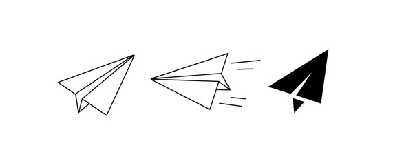Paper plane icon outline, dynamic flying version, and solid icon. Whether you're designing a website, creating a brand identity, or adding a playful touch to any design.