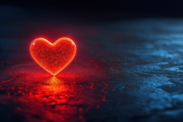 Fototapeta premium Glowing Red Heart on Dark Textured Background