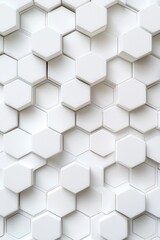 Fototapeta premium Abstract white hexagonal tiles creating a seamless modern pattern with depth and texture.