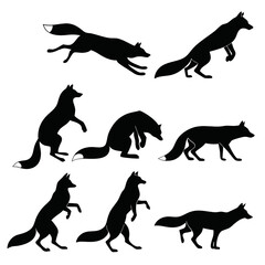 Graceful Foxes Icon Bundle for Graphic Design. Foxes silhouette bundle