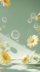 Minimalistic Stand with Floating Glass Bubbles for Contemporary and Modern Room Decor