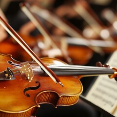Orchestral Violin Performance Closeup Detail