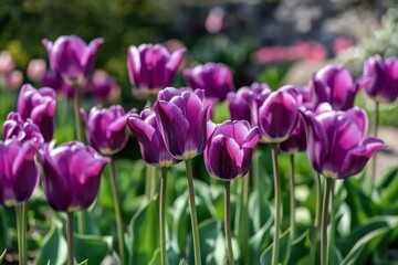 Fototapeta premium Exquisite purple tulips flourishing in their natural habitat.