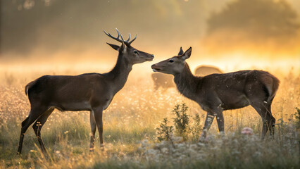 Fototapeta premium Graceful Deer in Golden Morning Light