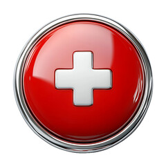 Obraz premium Red plus button on transparent background PNG.