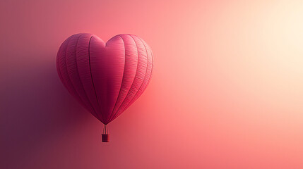 Obraz premium Valentine's Day creative banner. Surprise gift with red ribbons and red heart shaped on background. Valentines day concept. copy space 