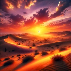 sunset over the desert
